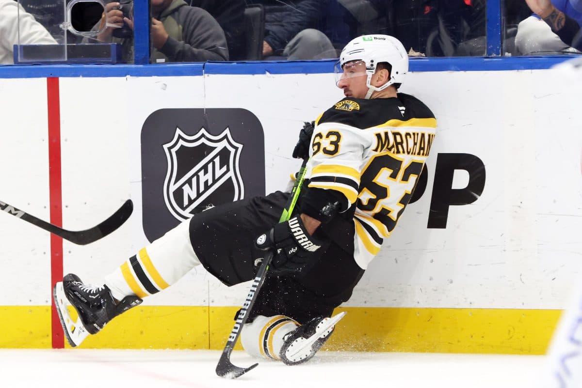 Bruins’ Brad Marchand exits game versus Penguins with injury