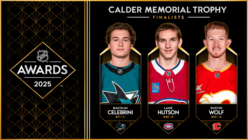 Celebrini, Hutson, Wolf voted finalists for 2025 Calder Trophy
