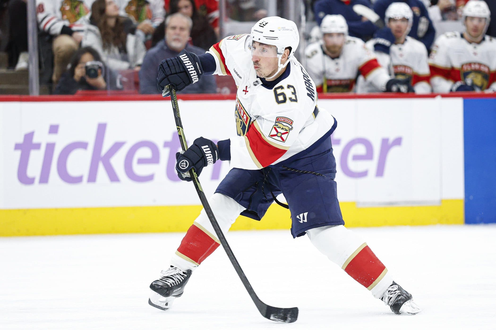 Panthers’ Brad Marchand exits game against Blues