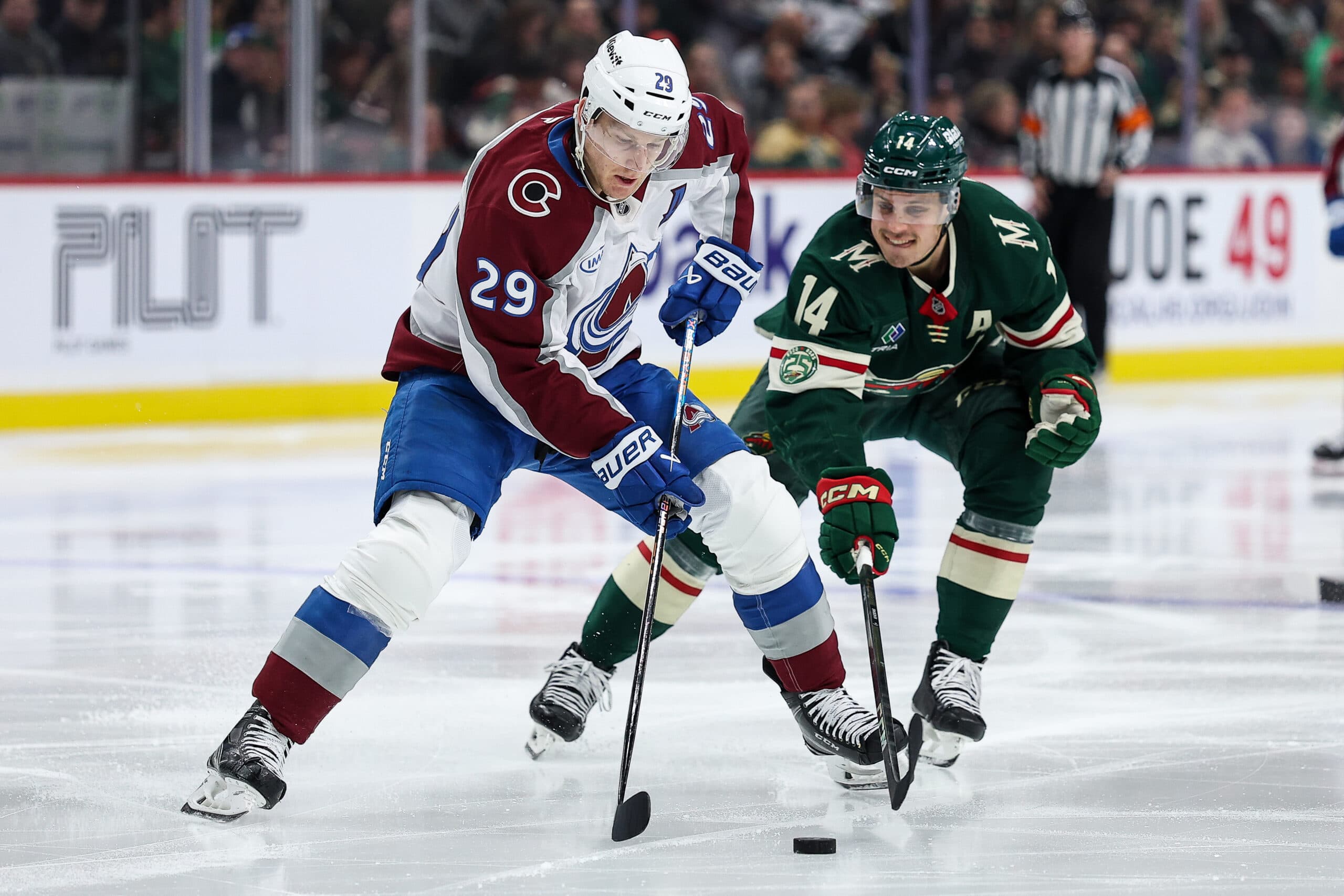 Nathan MacKinnon and Joel Eriksson Ek
