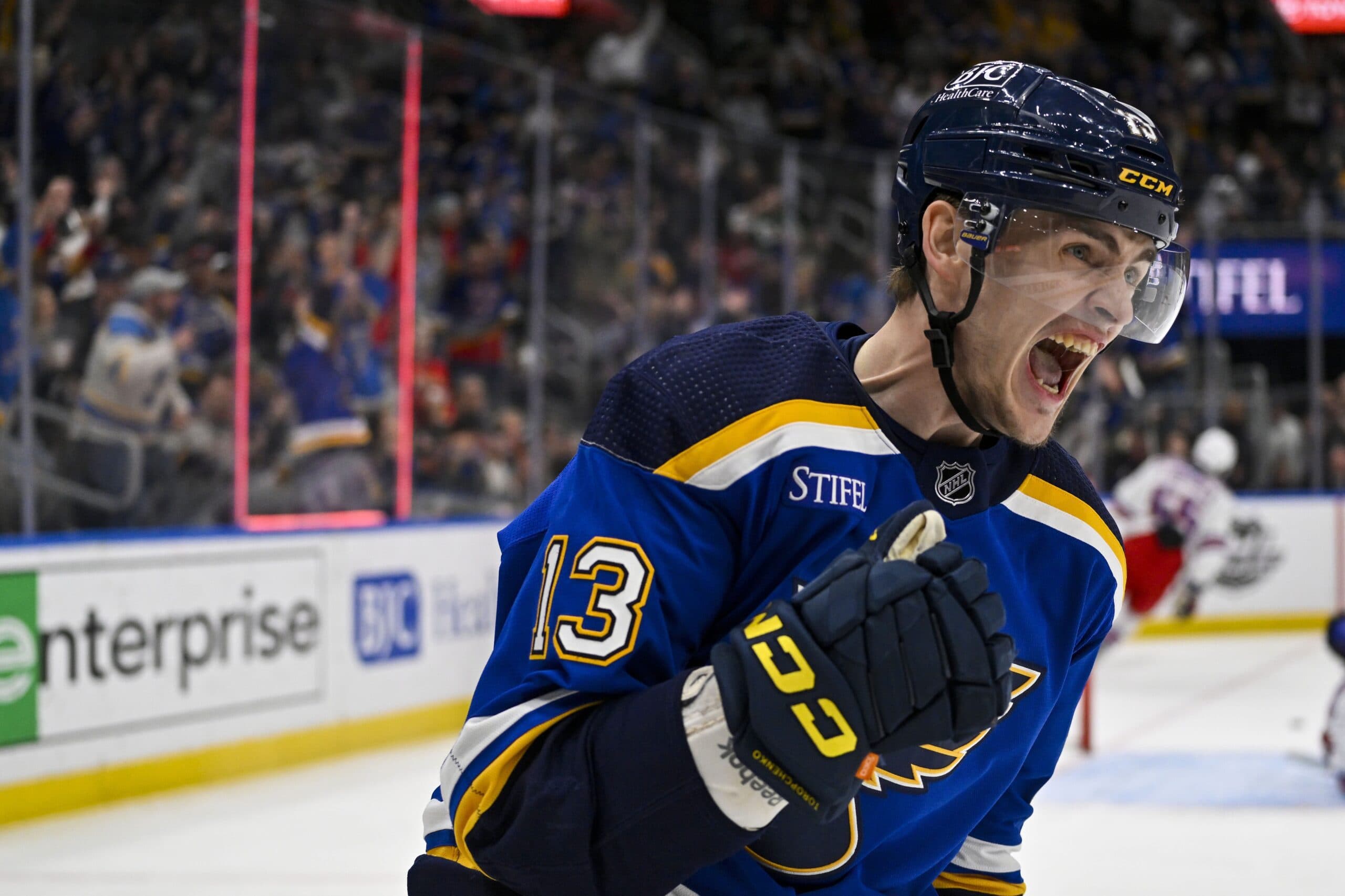 Blues’ Alexey Toropchenko won’t play vs. Hurricanes, day-to-day with lower-body injury