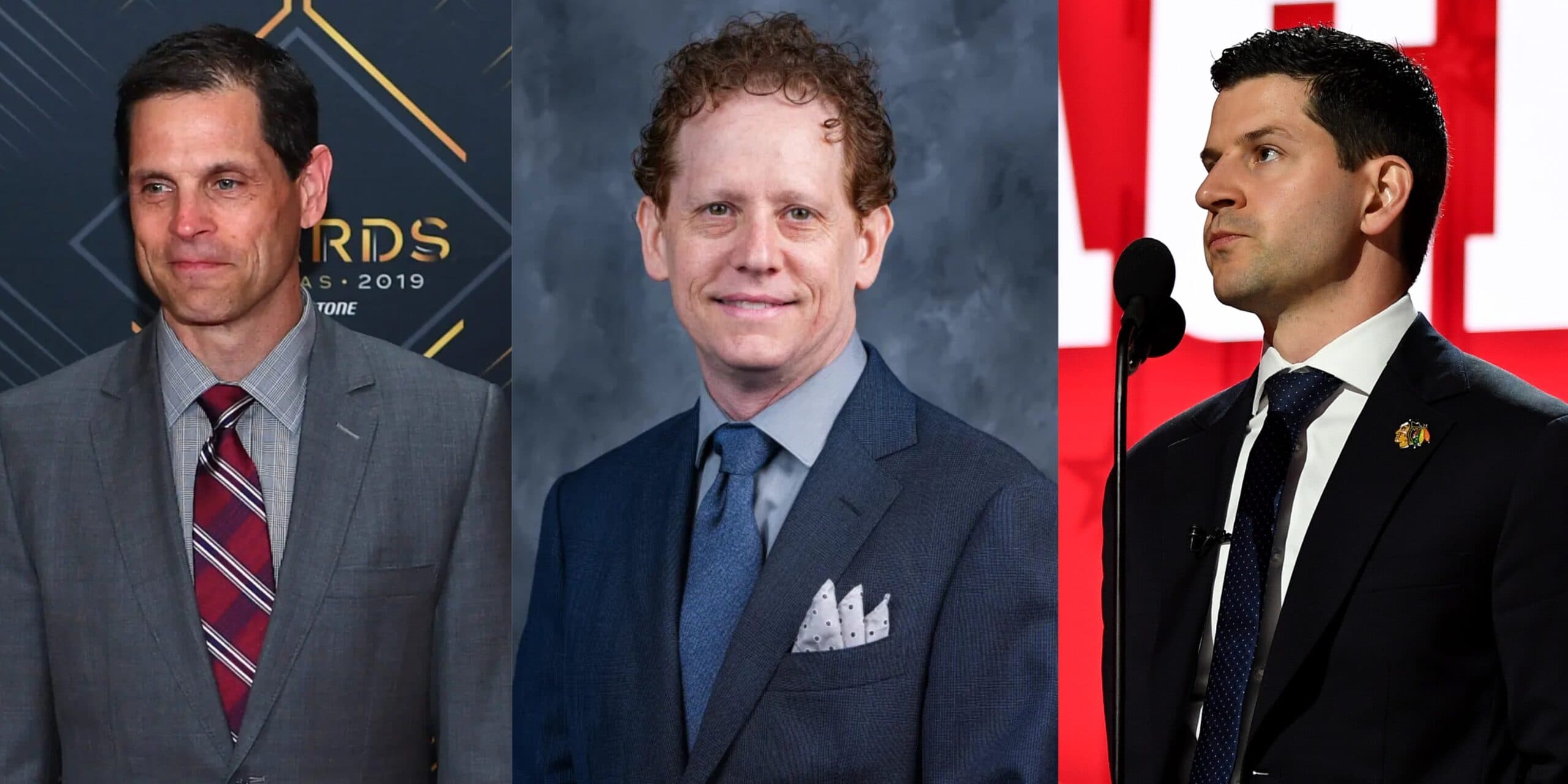 Don Sweeney, Eric Tulsky and Kyle Davidson (Imagn Images)