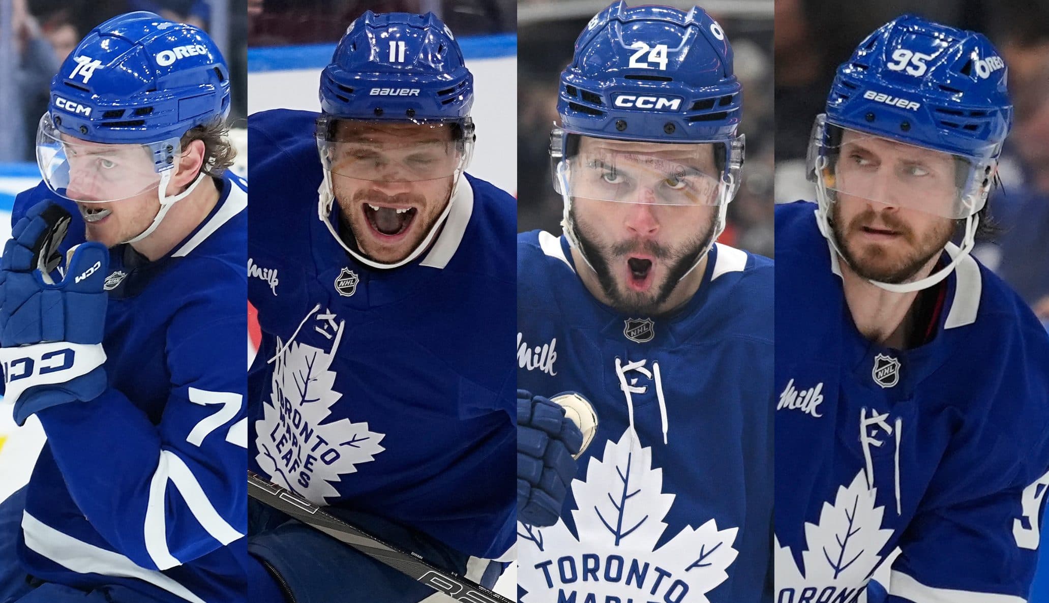 Bobby McMann, Max Domi, Scott Laughton and Oliver Ekman-Larsson (Imagn Images)