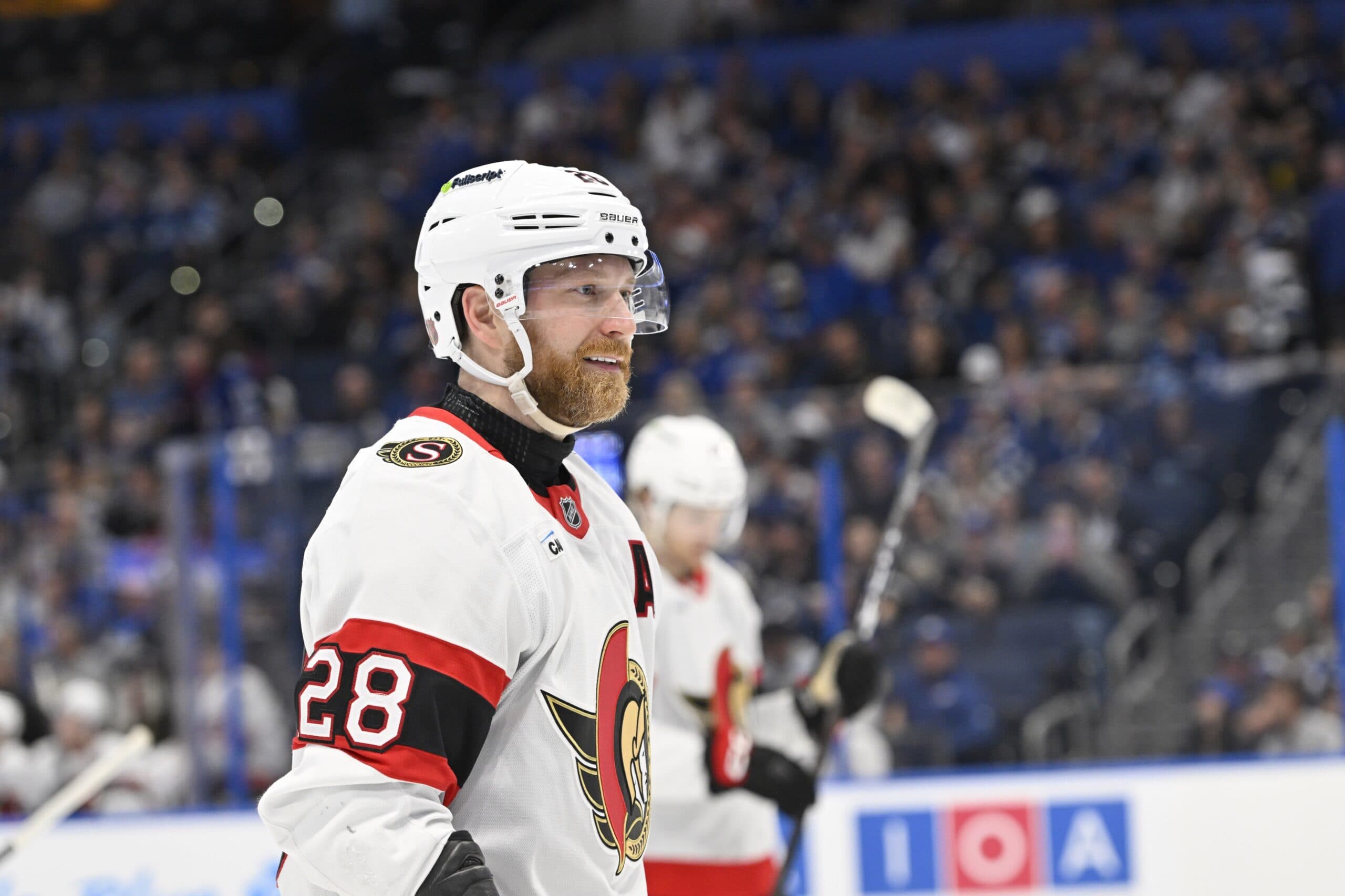 Ottawa Senators right wing Claude Giroux (28) skates during the second period against Tampa Bay Lightning at Benchmark International Arena.